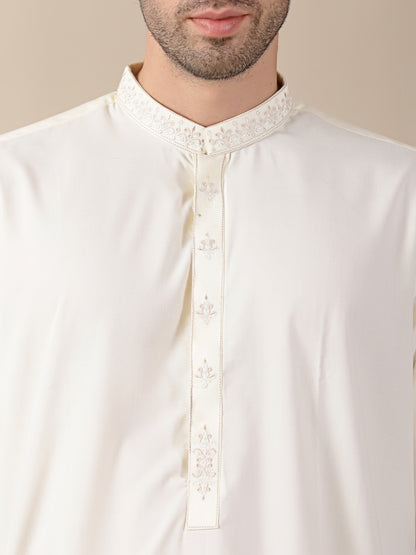 Cream Semi-Formal Kameez Salwar Set