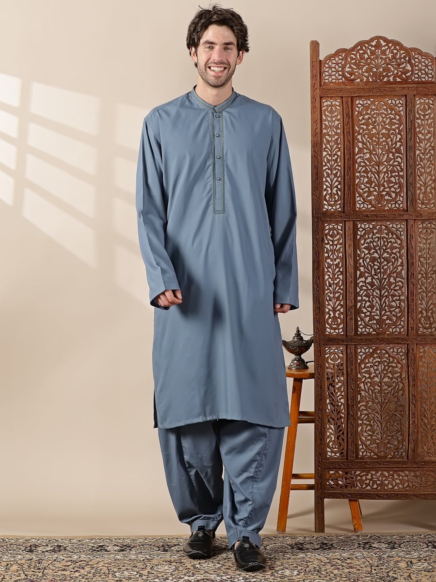 Denim Blue Semi-Formal Kameez Salwar Set