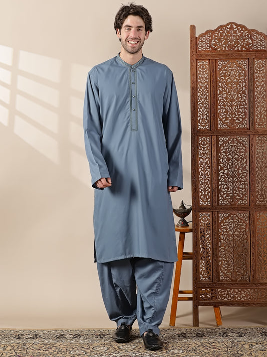 Denim Blue Semi-Formal Kameez Salwar Set