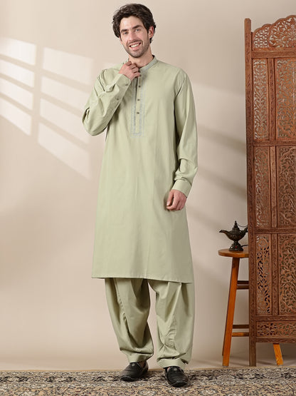 Pista Green Semi-Formal Kameez Salwar Set