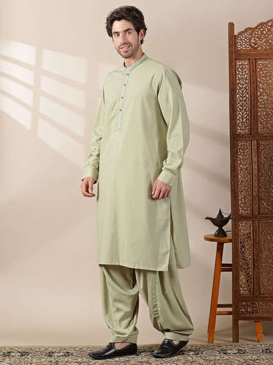 Pista Green Semi-Formal Kameez Salwar Set