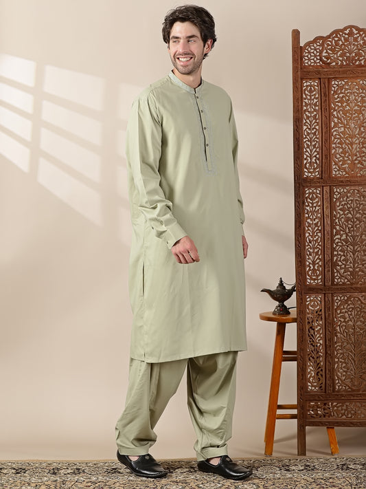 Pista Green Semi-Formal Kameez Salwar Set