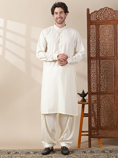 Cream Semi-Formal Kameez Salwar Set