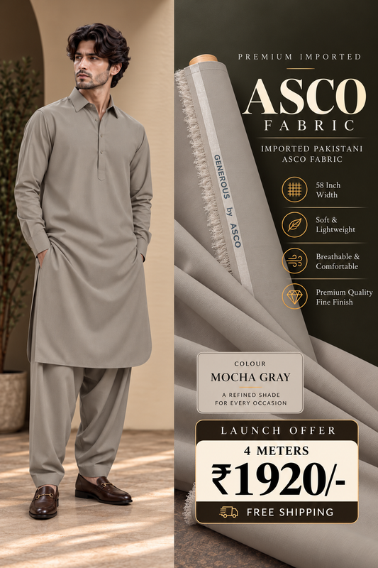 ASCO Fabric – Mocha Gray | Premium Imported Pakistani Fabric
