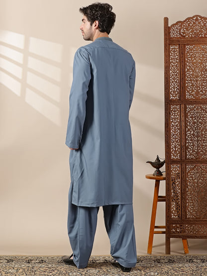 Denim Blue Semi-Formal Kameez Salwar Set