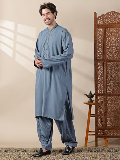 Denim Blue Semi-Formal Kameez Salwar Set
